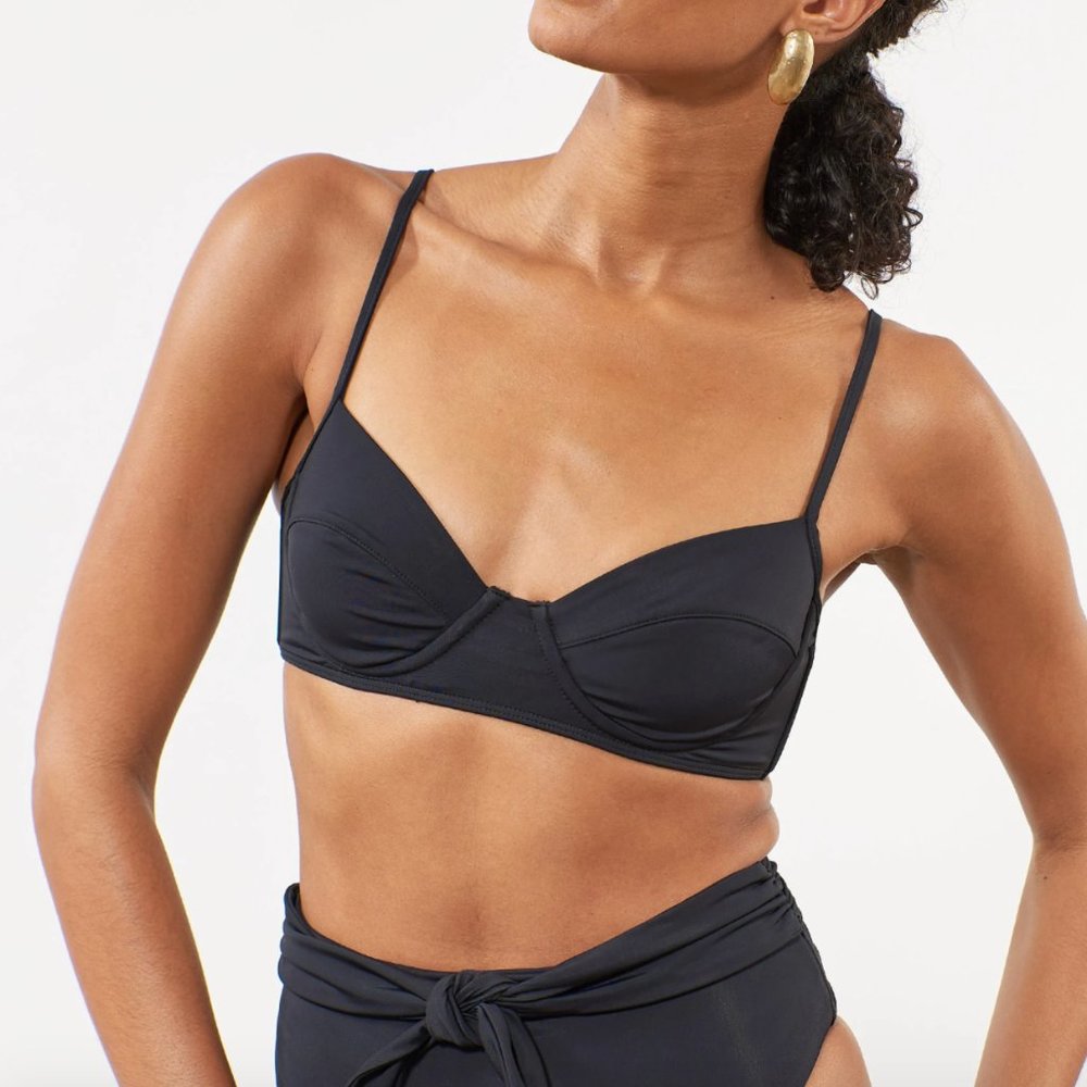Mara Hoffman Lua Bikini Top, Black (Small)
